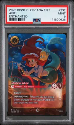 2025 DISNEY LORCANA EN 9-FABLED ENCHANTED ARIEL ADVENTUROUS COLLECTOR PSA 9 - Image 1