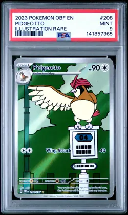 2023 POKEMON OBF EN-OBSIDIAN FLAMES ILLUSTRATION RARE #208 PIDGEOTTO PSA 9 - Image 1