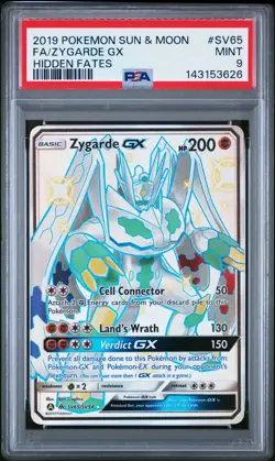 2019 POKEMON SUN & MOON HIDDEN FATES #SV65 FULL ART/ZYGARDE GX PSA 9 - Image 1