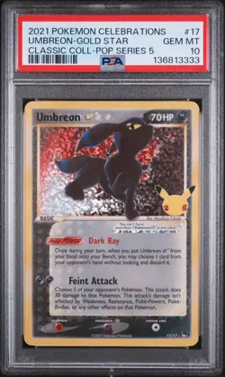 2021 POKEMON CELEBRATIONS CLASSIC COLLECTION #17 UMBREON-GOLD STAR PSA 10 - Image 1