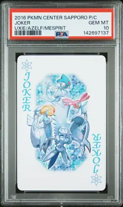 2016 POKEMON CENTER SAPPORO PLAYING CARDS UXIE/AZELF/MESPRIT JOKER PSA 10 - Image 1
