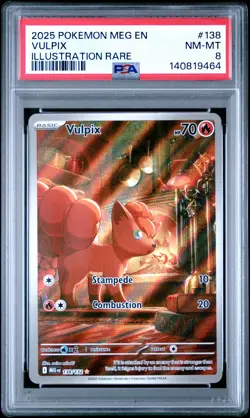 2025 POKEMON MEG EN-MEGA EVOLUTION ILLUSTRATION RARE #138 VULPIX PSA 8 - Image 1