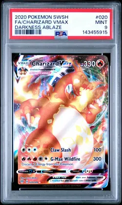 2020 POKEMON SWORD & SHIELD DARKNESS ABLAZE #020 FULL ART/CHARIZARD VMAX PSA 9 - Image 1