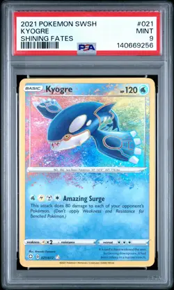 2021 POKEMON SWORD & SHIELD SHINING FATES #021 KYOGRE PSA 9 - Image 1