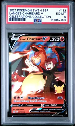 2021 POKEMON SWSH PROMO CELEBRATIONS COLLECTION LANCE'S CHARIZARD V PSA 6 - Image 1