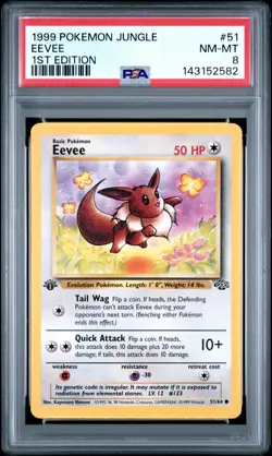 1999 POKEMON JUNGLE 1ST EDITION #51 EEVEE PSA 8 - Image 1