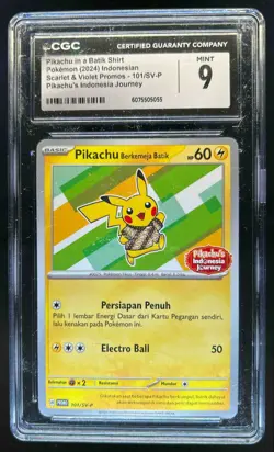 2024 Pokemon Indonesian Journey SV Pikachu in a Batik Shirt #101/SV-P CGC 9 MINT - Image 1
