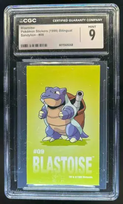 1999 Pokemon Stickers Bilingual Sandylion Blastoise #09 CGC 9 MINT - Image 1