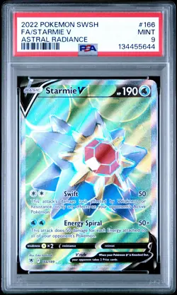 2022 POKEMON SWORD & SHIELD ASTRAL RADIANCE #166 FULL ART/STARMIE V PSA 9 - Image 1