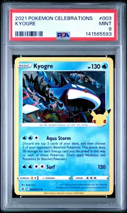 2021 POKEMON CELEBRATIONS #003 KYOGRE PSA 9 - Image 1