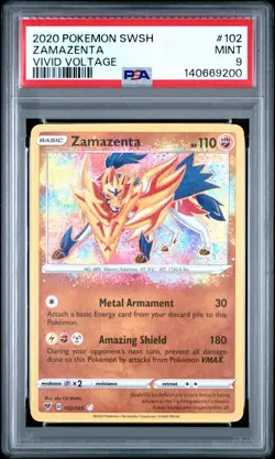 2020 POKEMON SWORD & SHIELD VIVID VOLTAGE #102 ZAMAZENTA PSA 9 - Image 1