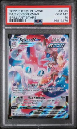 2022 POKEMON SWORD & SHIELD BRILLIANT STARS #TG15 FULL ART/SYLVEON VMAX PSA 10 - Image 1