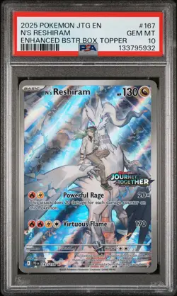 2025 POKEMON JTG EN-JOURNEY TOGETHER #167 N'S RESHIRAM PSA 10 - Image 1