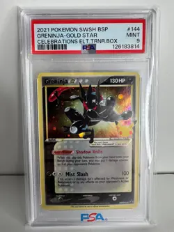 2021 Pokemon EN #144 SWSH144 Black Star Promo Greninja-Gold Star PSA 9 - Image 1