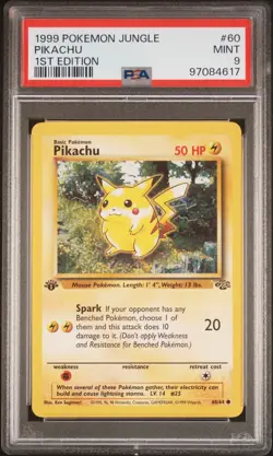 1999 POKEMON Jungle 1st EDITION Pikachu #60/64 PSA 9 MINT - Image 1