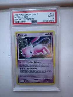 Pokemon Mew 15/132 Diamond & Pearl Secret Wonders Holo Bleed PSA 9 - Image 1