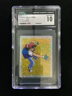 1998 Pokemon Merlin TCG Series 1 S26 Special Glitter Ash CGC 10 IO86 - Image 1
