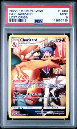 2022 POKEMON SWORD & SHIELD LOST ORIGIN #TG03 FULL ART/CHARIZARD PSA 9 - Image 1