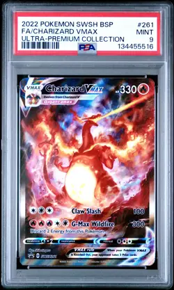 2022 POKEMON SWSH BLACK STAR PROMO #261 FULL ART/CHARIZARD VMAX PSA 9 - Image 1