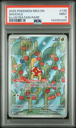 2025 POKEMON MEG EN-MEGA EVOLUTION ILLUSTRATION RARE #136 SHUCKLE PSA 9 - Image 1