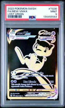 2022 POKEMON SWORD & SHIELD LOST ORIGIN #TG30 FULL ART/MEW VMAX PSA 9 - Image 1