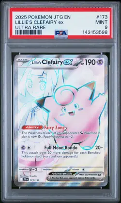 2025 POKEMON JTG EN-JOURNEY TOGETHER ULTRA RARE #173 LILLIE'S CLEFAIRY EX PSA 9 - Image 1