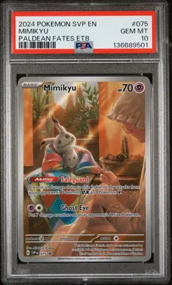 2024 POKEMON SVP PALDEAN FATES ELITE TRAINER BOX PROMO #075 MIMIKYU PSA 10 - Image 1