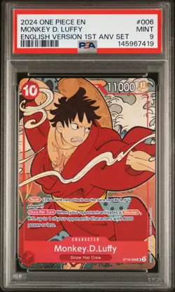 2024 ONE PIECE ENGLISH VERSION 1ST ANNIVERSARY SET #006 MONKEY D. LUFFY PSA 9 - Image 1