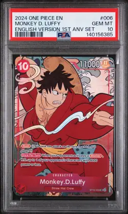 2024 ONE PIECE ENGLISH VERSION 1ST ANNIVERSARY SET #006 MONKEY D. LUFFY PSA 10 - Image 1