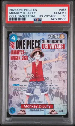 2026 ONE PIECE PROMOS COLLEGE BASKETBALL : US VOYAGE MONKEY D. LUFFY PSA 10 - Image 1