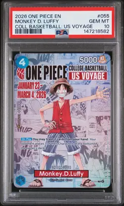 2026 ONE PIECE PROMOS COLLEGE BASKETBALL : US VOYAGE MONKEY D. LUFFY PSA 10 - Image 1