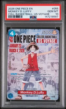 2026 ONE PIECE PROMOS COLLEGE BASKETBALL : US VOYAGE MONKEY D. LUFFY PSA 10 - Image 1