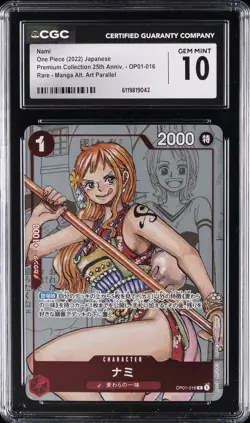 2022 ONE PIECE JAPANESE MANGA ALTERNATE ART #OP01-016 NAMI CGC 10 GEM MINT - Image 1