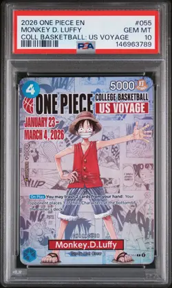 2026 ONE PIECE PROMOS COLLEGE BASKETBALL US VOYAGE MONKEY D. LUFFY PSA 10 - Image 1