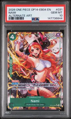 2026 ONE PIECE OP14-EB04-THE AZURE SEA'S SEVEN ALTERNATE ART #031 NAMI PSA 10 - Image 1