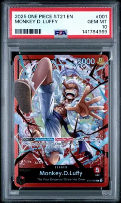 2025 One Piece Starter Deck Leader ST21-001 #001 Monkey D Luffy PSA 10 Gem Mint - Image 1