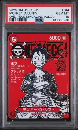 2025 ONE PIECE JAPANESE PROMOS MAGAZINE VOL.20 #014 MONKEY D. LUFFY PSA 10 - Image 1