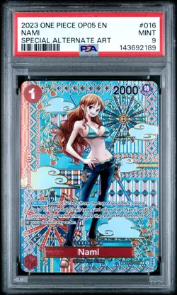 2023 ONE PIECE OP05-AWAKENING OF THE NEW ERA SPECIAL ALTERNATE ART NAMI PSA 9 - Image 1
