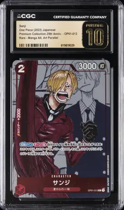 2022 ONE PIECE JPN 25TH ANNIV MANGA ALT ART #OP01-013 SANJI CGC 10 PRISTINE - Image 1