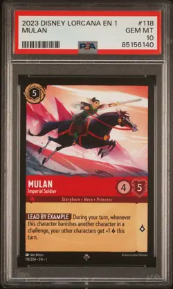 2023 DISNEY LORCANA EN 1-THE FIRST CHAPTER #118 MULAN - IMPERIAL SOLDIER PSA 10 - Image 1