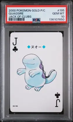 2000 POKEMON GOLD VERSION PLAYING CARDS JACK OF CLUBS #195 QUAGSIRE PSA 10 - Image 1