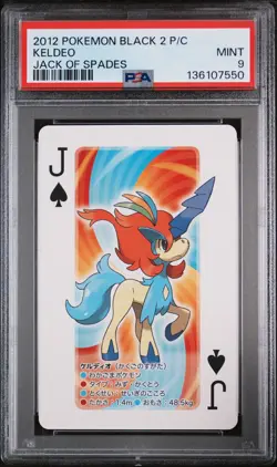 2012 POKEMON BLACK 2 PLAYING CARDS JACK OF SPADES KELDEO PSA 9 - Image 1
