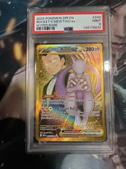 Pokemon Mewtwo EX TCG Hyper Rare Card Team Rockets 240/182 Destined Rivals PSA 9 - Image 1