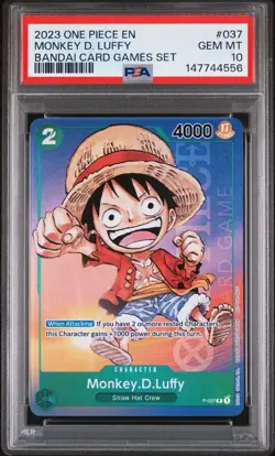 2023 ONE PIECE PROMOS BANDAI CARD GAMES SET #037 MONKEY D. LUFFY PSA 10 - Image 1