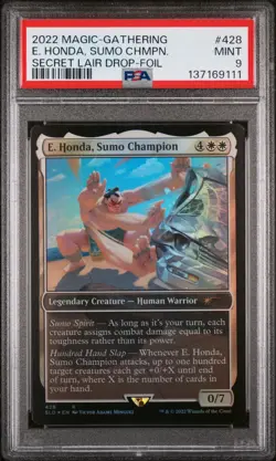 2022 MTG SECRET LAIR DROP STREET FIGHTER-FOIL #428 E. HONDA, SUMO CHAMPION PSA 9 - Image 1