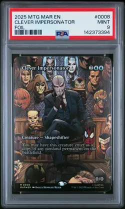 2025 MTG MARVEL'S SPIDER-MAN: SOURCE MAT FOIL #0008 CLEVER IMPERSONATOR PSA 9 - Image 1