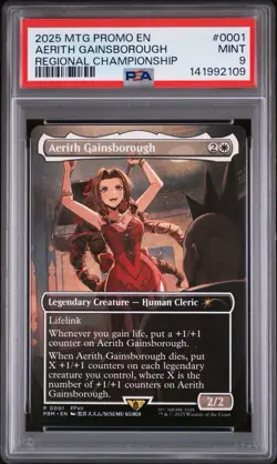 2025 MTG PROMOS REGIONAL CHAMP #0001 AERITH GAINSBOROUGH PSA 9 - Image 1
