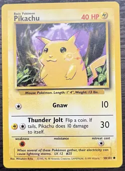 Pikachu 058/102 Pokemon TCG WOTC Base Set Common MINT NM - Image 1