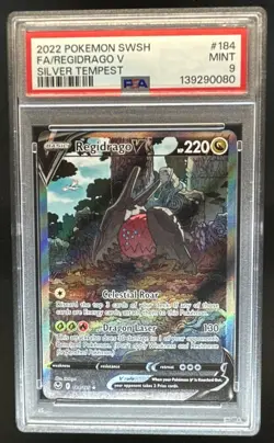2022 Pokemon SWSH Silver Tempest Regidrago V #184/195 PSA 9 - Image 1