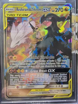 2019 Pokemon Sun & Moon Cosmic Eclipse Reshiram & Zekrom GX 157/236 BGS 9 Mint - Image 2